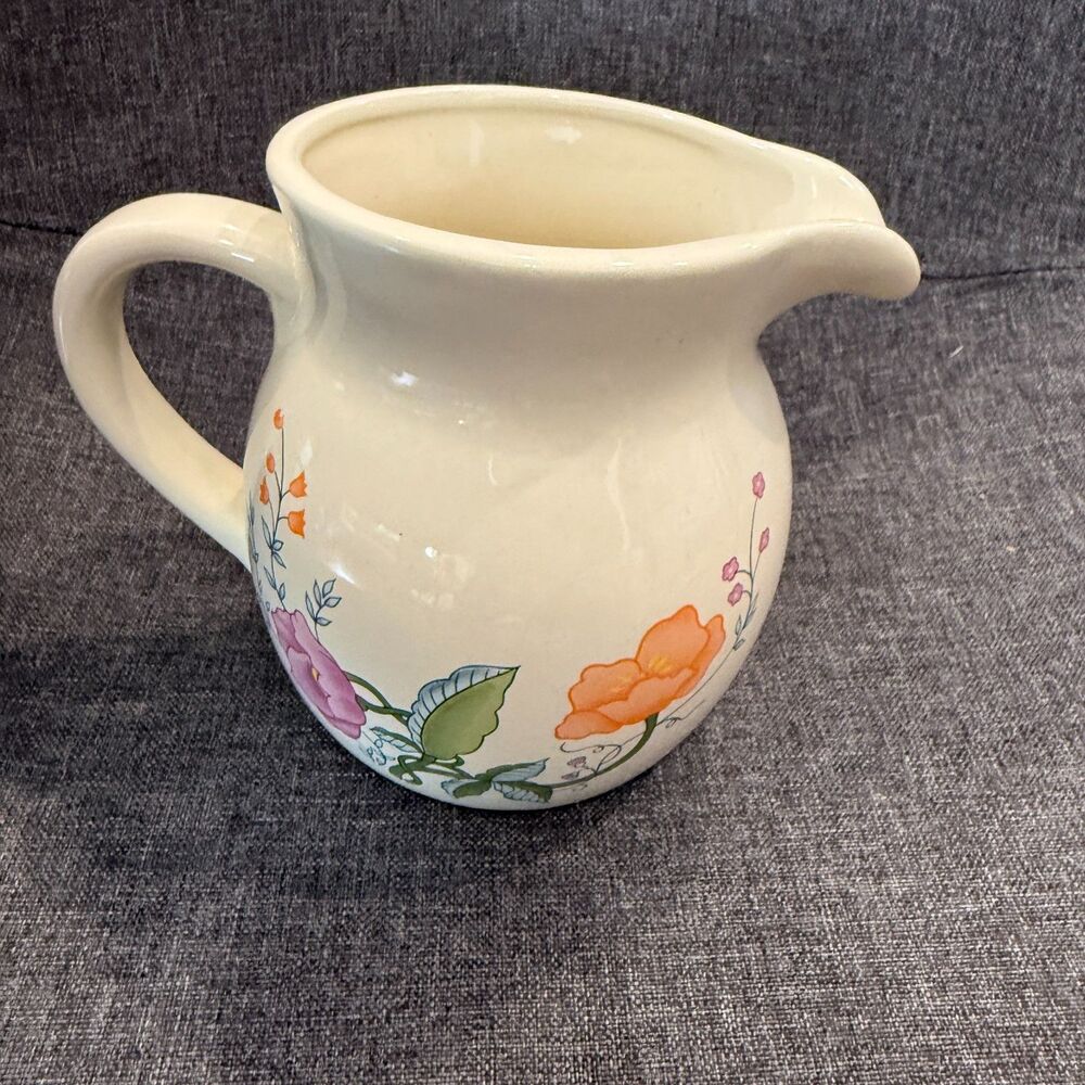 Vintage ceramic pitcher with flowers, (see page for salt and pepper shakes)